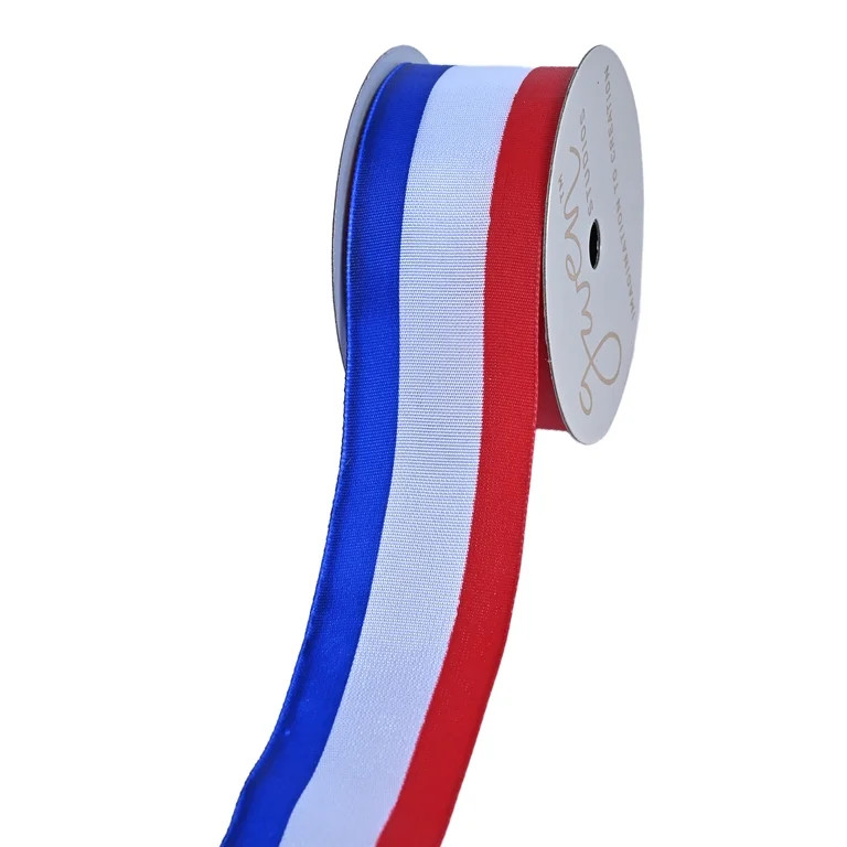 Gwen Studios 1.5" Red, White, and Blue Satin Wire Ribbon, 3 yards | Walmart (US)