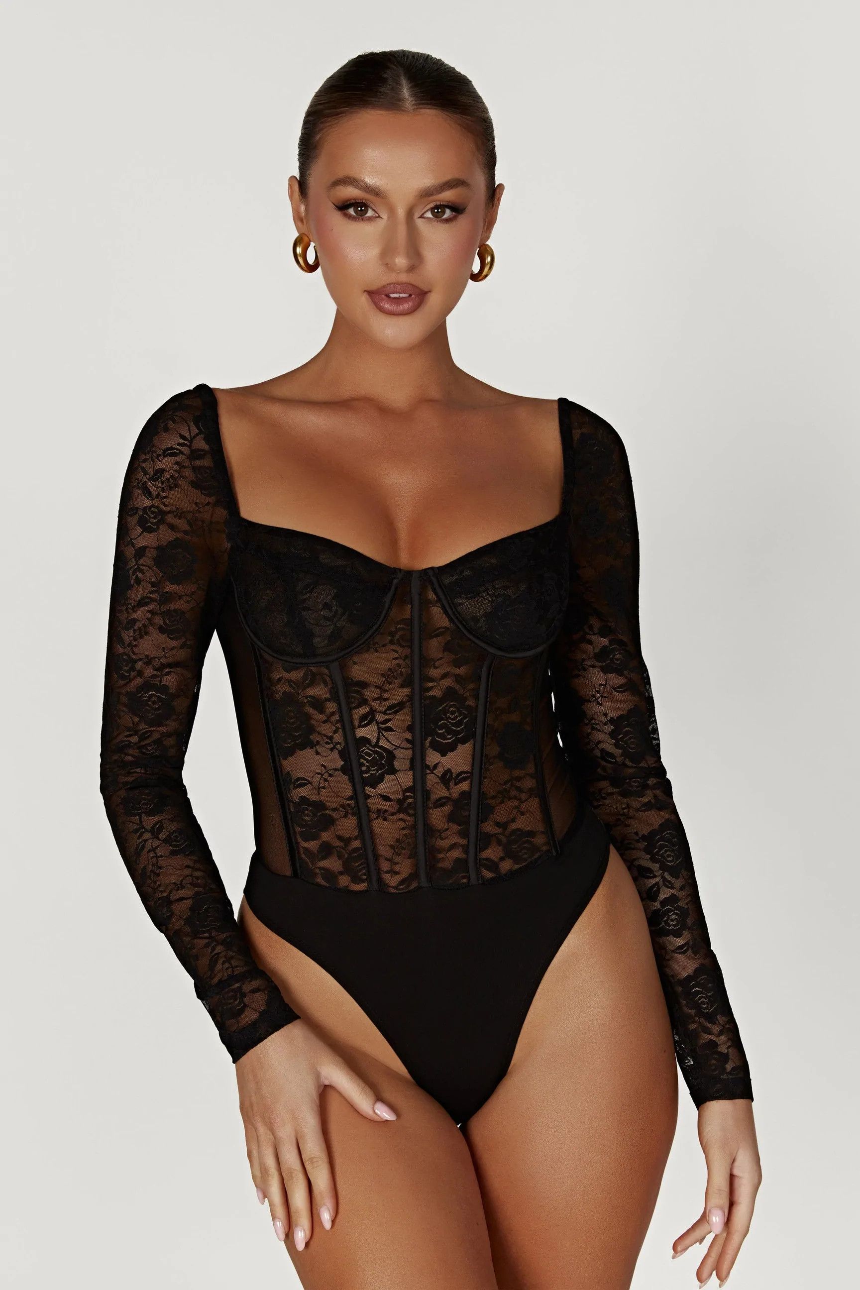 Cheryl Lace Bodysuit - Black | MESHKI US