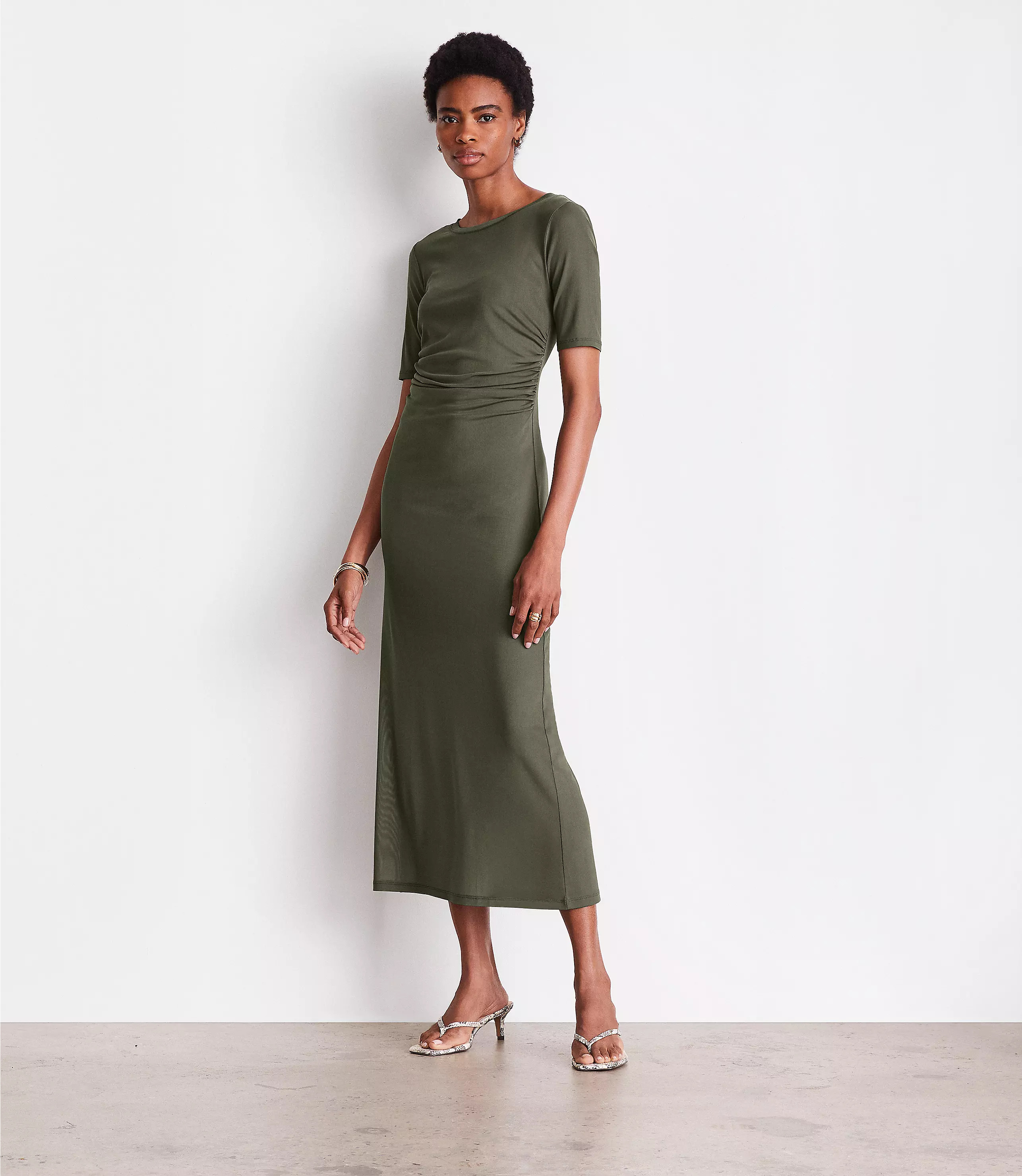 LOFT Versa Mesh Midi Dress | LOFT
