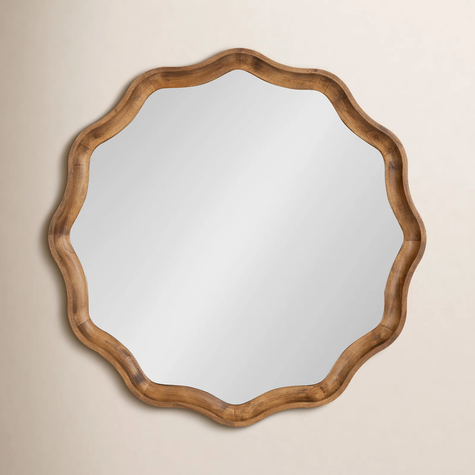 Round Scalloped Wooden Wall Mirror | Wayfair North America