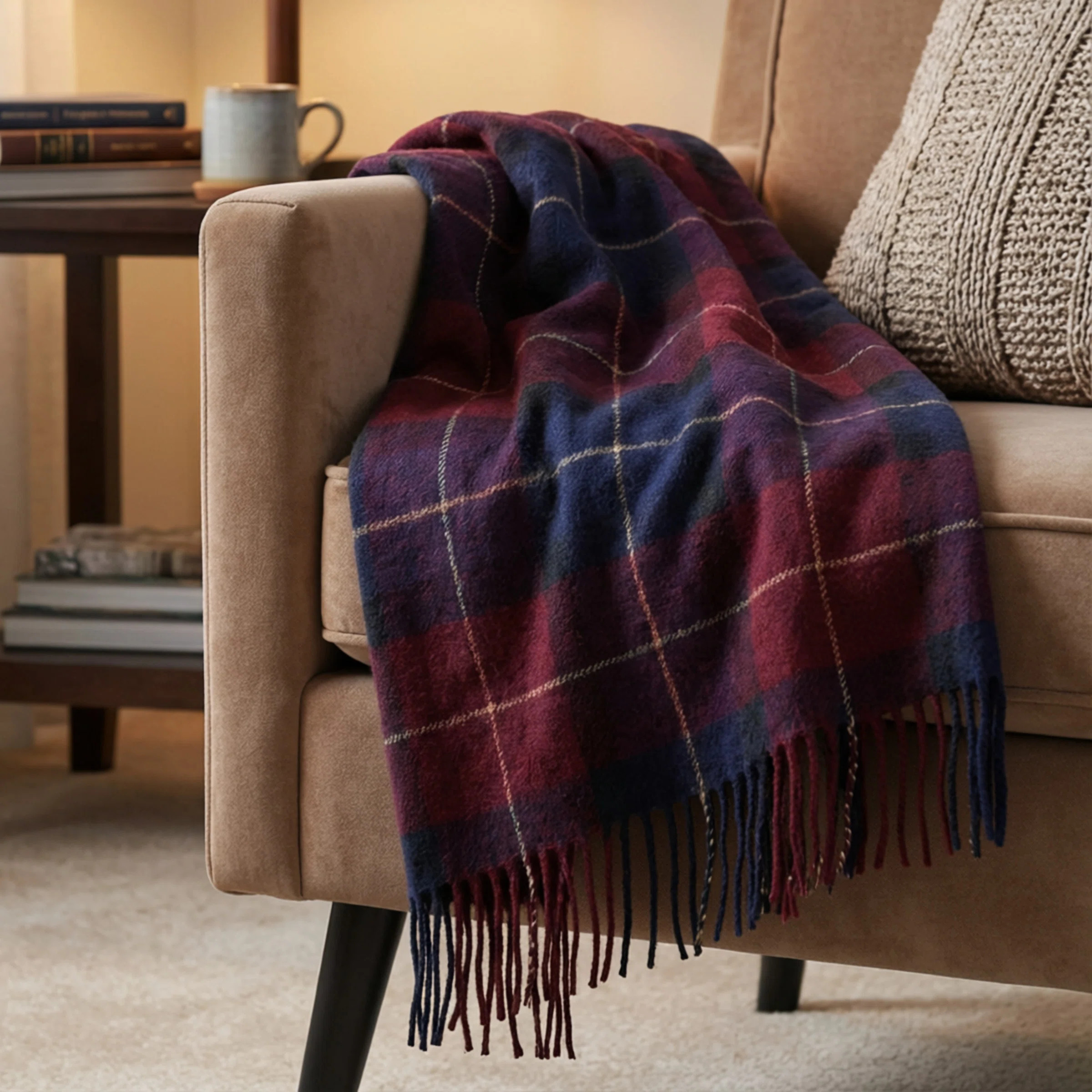Throw Blanket - 50x60 Machine-Washable Cashmere-Like Navy Plaid Throw for Sofas, Beds, and Chairs - Blankets for Room Decor by Lavish Home | Wayfair North America