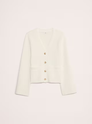 Cotton-Silk Flare-Sleeve Cardigan | Banana Republic (US)