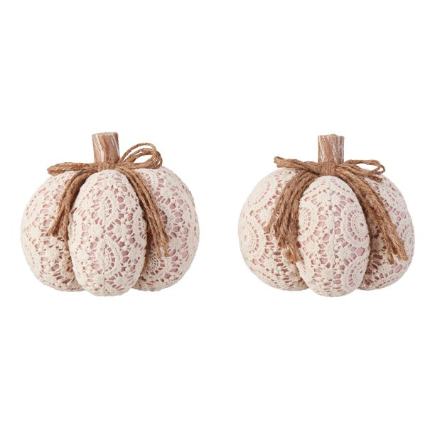 Way To Celebrate S/2 Crm Lace Pumpkins - Walmart.com | Walmart (US)