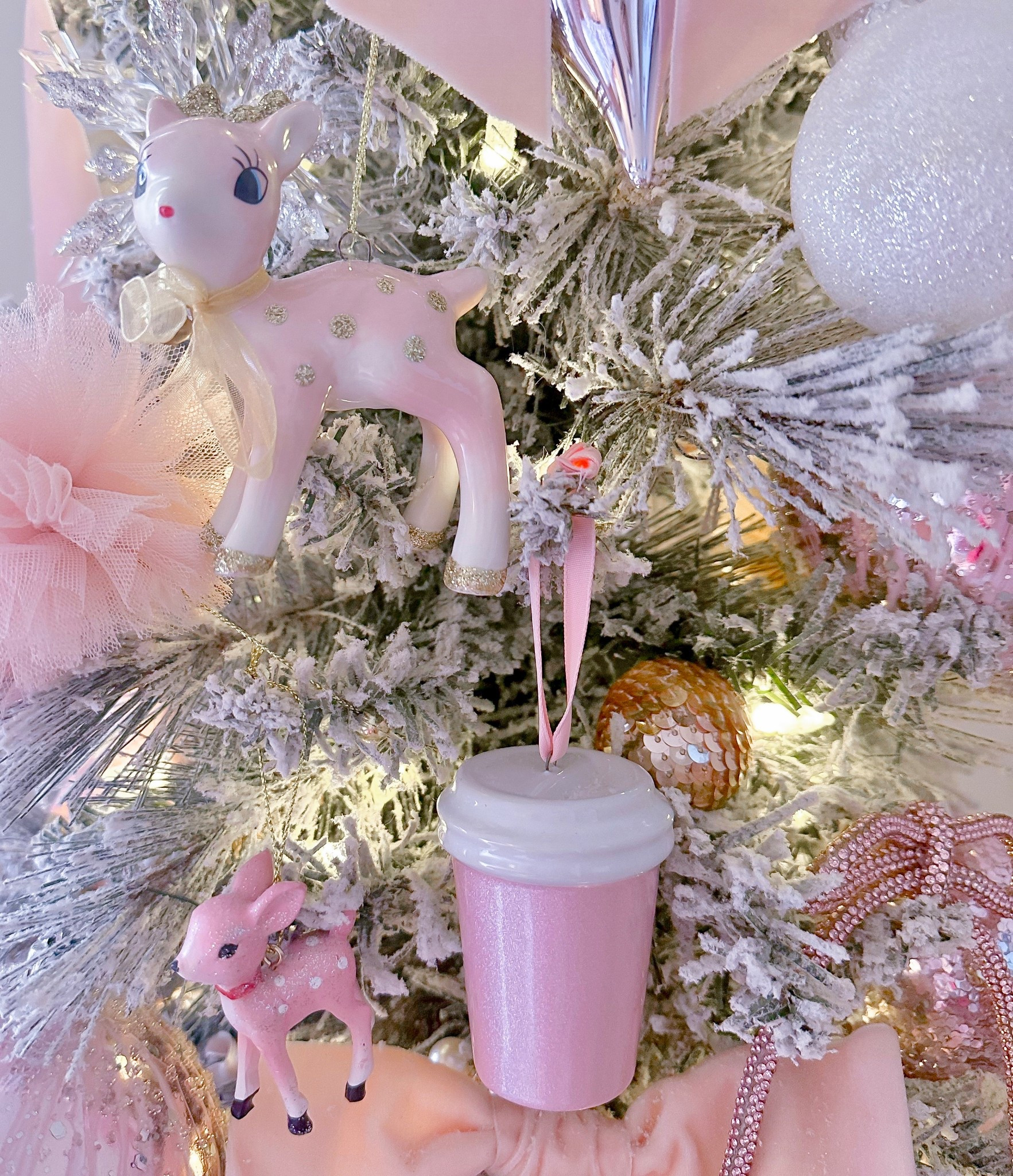 Pink Reindeer Ornaments - I have 3 of the top ceramic & 2 sets of the little one. I took her red bow off to blend better on my tree. 

Christmas Decor. Christmas Home. Pink Christmas 

#LTKHome #LTKSeasonal #LTKHoliday