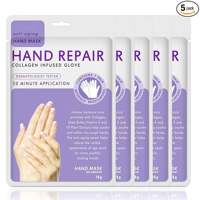 Hand Mask Moisturizing Glove 5 pack, Hydrating Masks Repair Dry Cracked Hands, Remove Dead/Rough ... | Amazon (US)