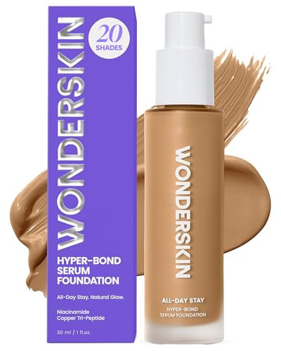 Wonderskin Hyper Bond All-Day Stay Serum Foundation – Waterproof, Transfer-Proof, 24HR Longwear Face Makeup with Niacinamide & Hyaluronic Acid – Lightweight, Natural Finish (Mesa) | Amazon (US)