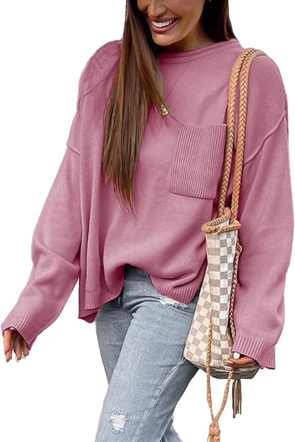 PRETTYGARDEN Women's Off Shoulder Sweater Loose Pullover Long Sleeve Oversize Sweaters for Winter | Amazon (US)
