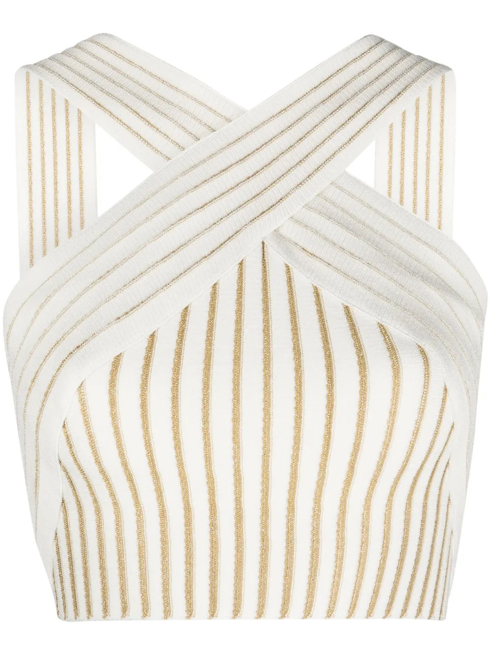 Balmain Haut Crop En Maille à Bretelles Croisées - Farfetch | Farfetch Global