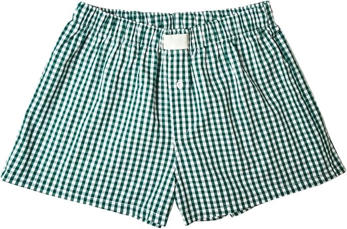 Y2k Plaid Shorts Baggy Boxer Shorts for Women Elastic Waist Casual Lounge Bottom Gingham Pajama S... | Amazon (US)