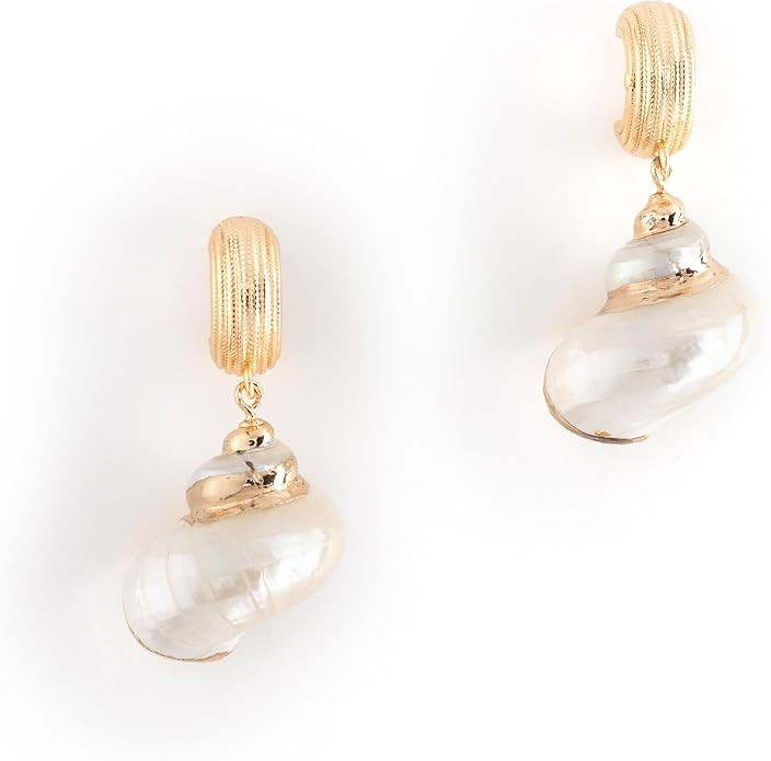 Fun Gold Tone Shell Drop Earrings for a Beachy Vibe | Amazon (US)