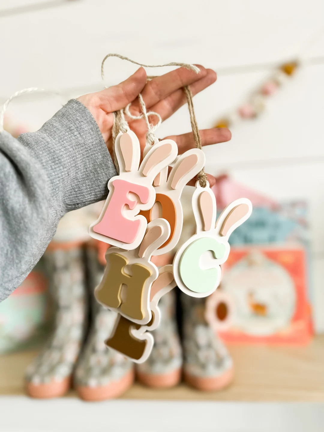 Bunny Ear Tag Easter Basket Tags Bunny Tags Name Tags Easter Basket Custom Name Tags Easter Decor... | Etsy (US)