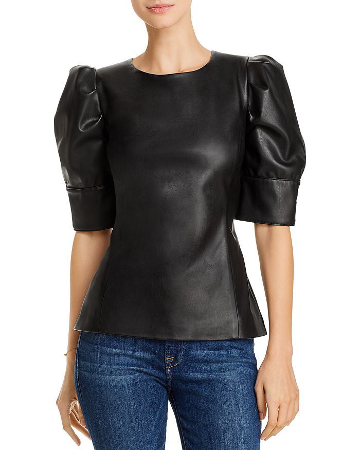 AQUA Faux-Leather Puff-Sleeve Top - 100% Exclusive Back to Results -  Women - Bloomingdale's | Bloomingdale's (US)