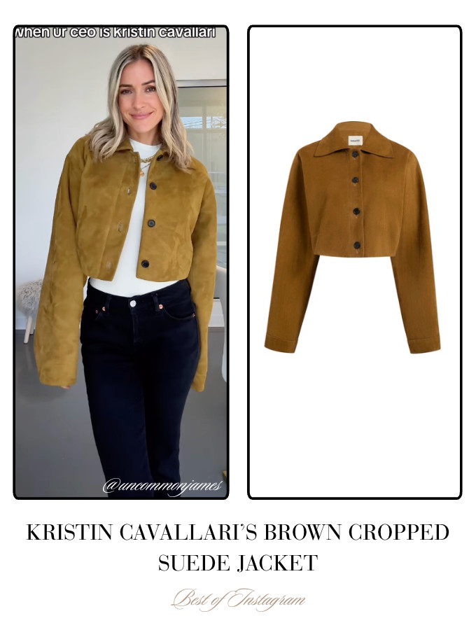 Kristin Cavallari's Brown Suede Cropped Jacket 📸= @uncommonjames 

 