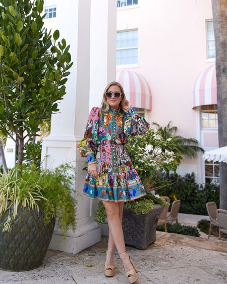 Dresses, colorful dress, spring style, spring outfit, vacation outfit, mini dress, platforms