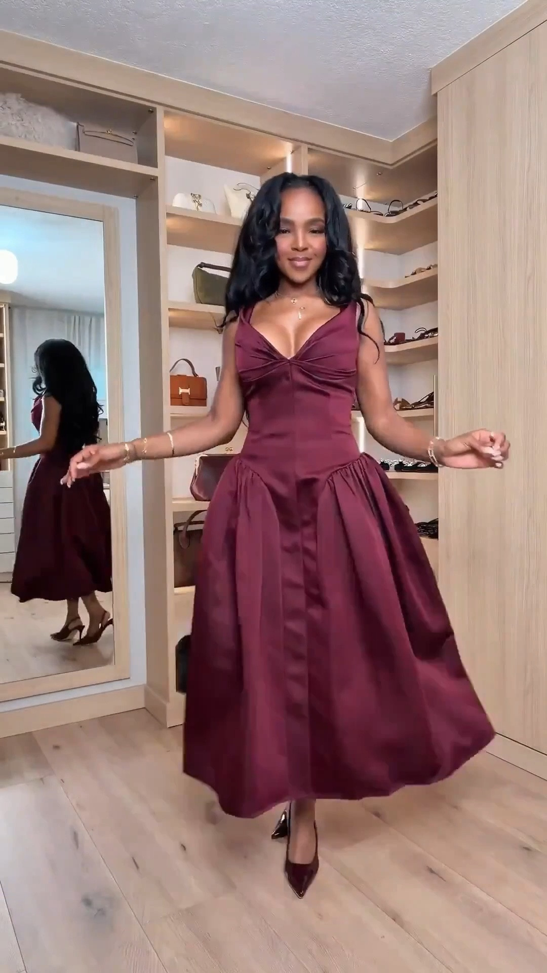 If you’re shopping with cost per wear in mind, this lineup checks every box — timeless silhouettes you can rewear all season long, whether you’re dressing up or dialing it back. The kind of pieces that make your wardrobe work harder without feeling repetitive.

From satin and velvet to ribbed knits, structured corsets, and elegant maxis, this edit truly has something for every budget and every vibe. Each look is polished, flattering, and easy to restyle for multiple occasions, which is what makes them worth the investment.

Perfect for holiday parties, office events, Christmas photos, winter weddings, cocktail nights, NYE glam, family gatherings, and formal evenings.

📏 Fit Notes:
• White slit dress — true to size, stretchy, soft fabric  
• Burgundy off-shoulder dress — runs fitted, minimal stretch  
• Brown draped gown — true to size, flowy skirt, very comfortable  
• Teal satin midi — true to size, adjustable straps  
• Navy draped dress — stretchy, flattering, holds shape well  
• Cream corset dress — structured top, size up if between sizes  

📏 Sizing: Size Small  
📏 Measurements: 5’4” · 140 lbs · 36D · 27” waist · 40” hips

Holiday party outfits, winter occasion dresses, affordable wedding guest dresses, NYE outfit ideas, satin dresses, velvet dresses, elegant holiday style, formal dresses under $100, cost per wear wardrobe staples, timeless occasionwear.

Follow me on Instagram and YouTube @kirasfashionfinds