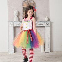 Rainbow Clown Girl Tutu Dress- With Hair Clip - Kids Circus Tulle Ball Gown Fancy Dresses Birthday Party -Halloween Costume For | Etsy (US)