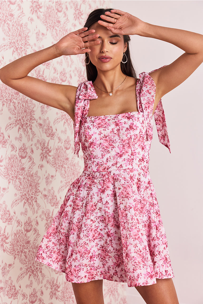 Tammi Bow Strap Floral Mini Dress | Francesca's