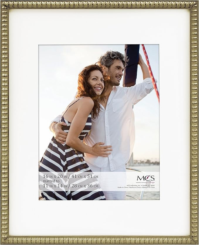MCS 16x20 Inch Beaded Frame with 11x14 Inch Mat Opening, Champagne (47607) | Amazon (US)