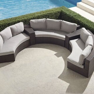 Create the ultimate open-air chatroom with our comfortably cushioned, curved outdoor sofa, now wi... | Frontgate