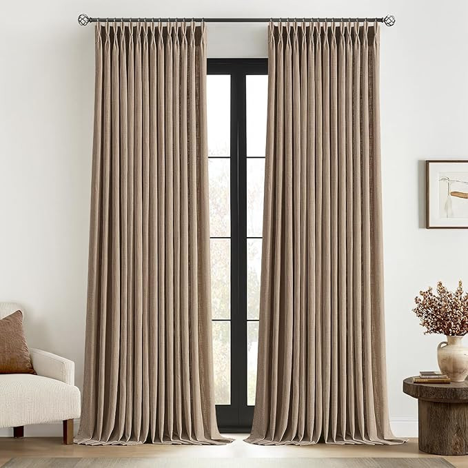 MIULEE Pinch Pleated Thick Linen Curtains 102 Inches Long 2 Panels for Living Room Bedroom, Linen... | Amazon (US)