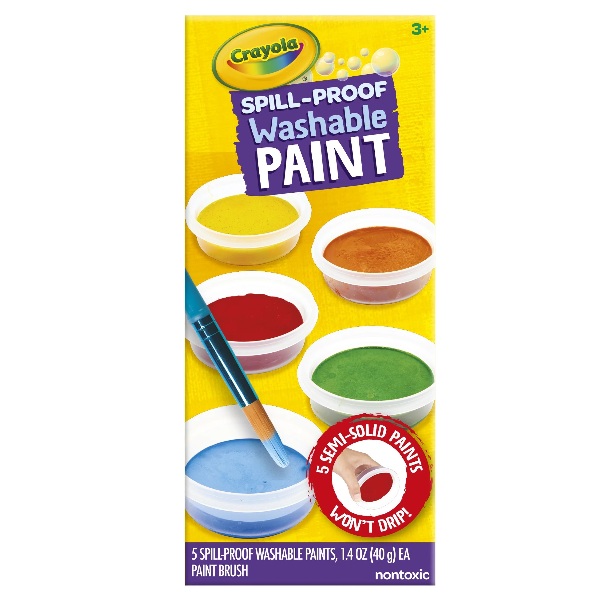 Crayola Spill Proof Paint Set, Washable Paint, Easter Basket Stuffers for Toddlers, Ages 3 & Up | Walmart (US)