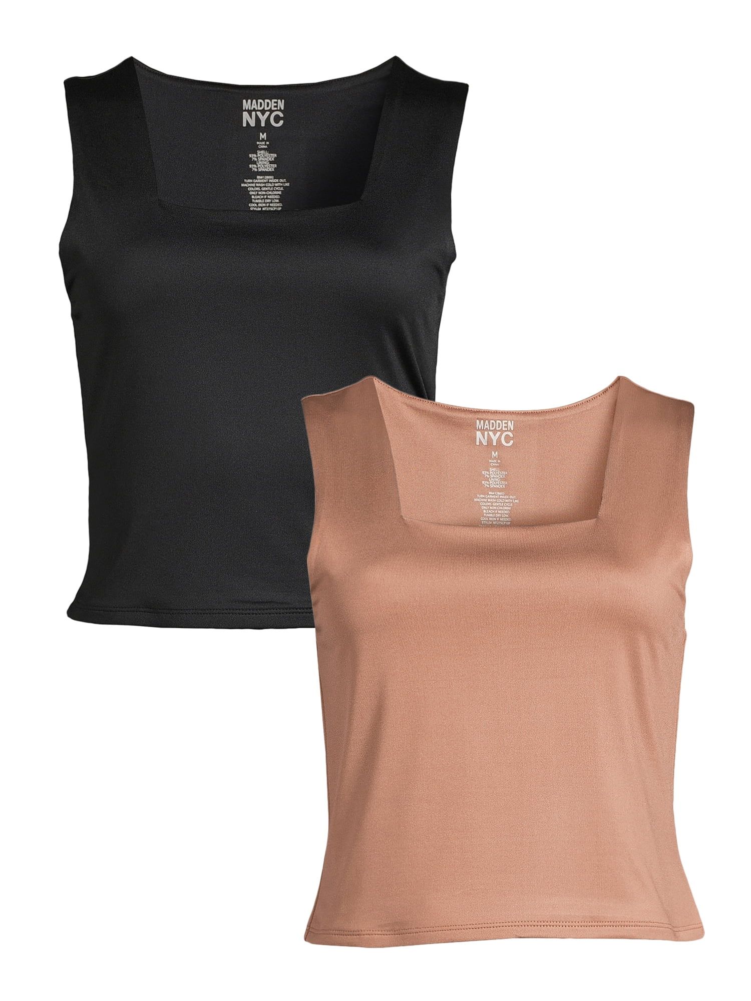 Madden NYC Juniors Square Neck Tank Top, 2 Pack | Walmart (US)