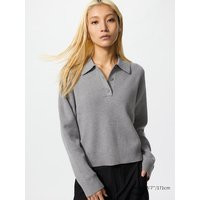 Uniqlo - Smooth Cotton Polo Jumper - Grey | UNIQLO (UK)