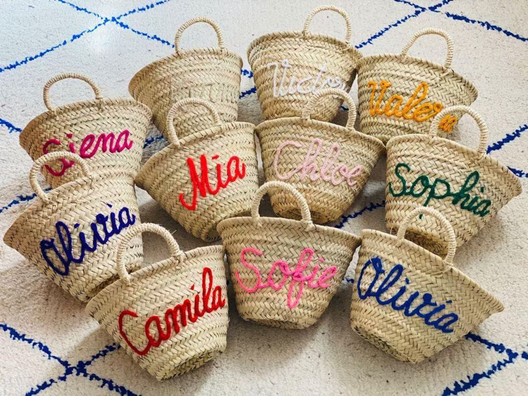 PERSONALIZED BASKET,bridal shower bags,customized straw bags,custom beach bag,straw tote,embroide... | Etsy (US)