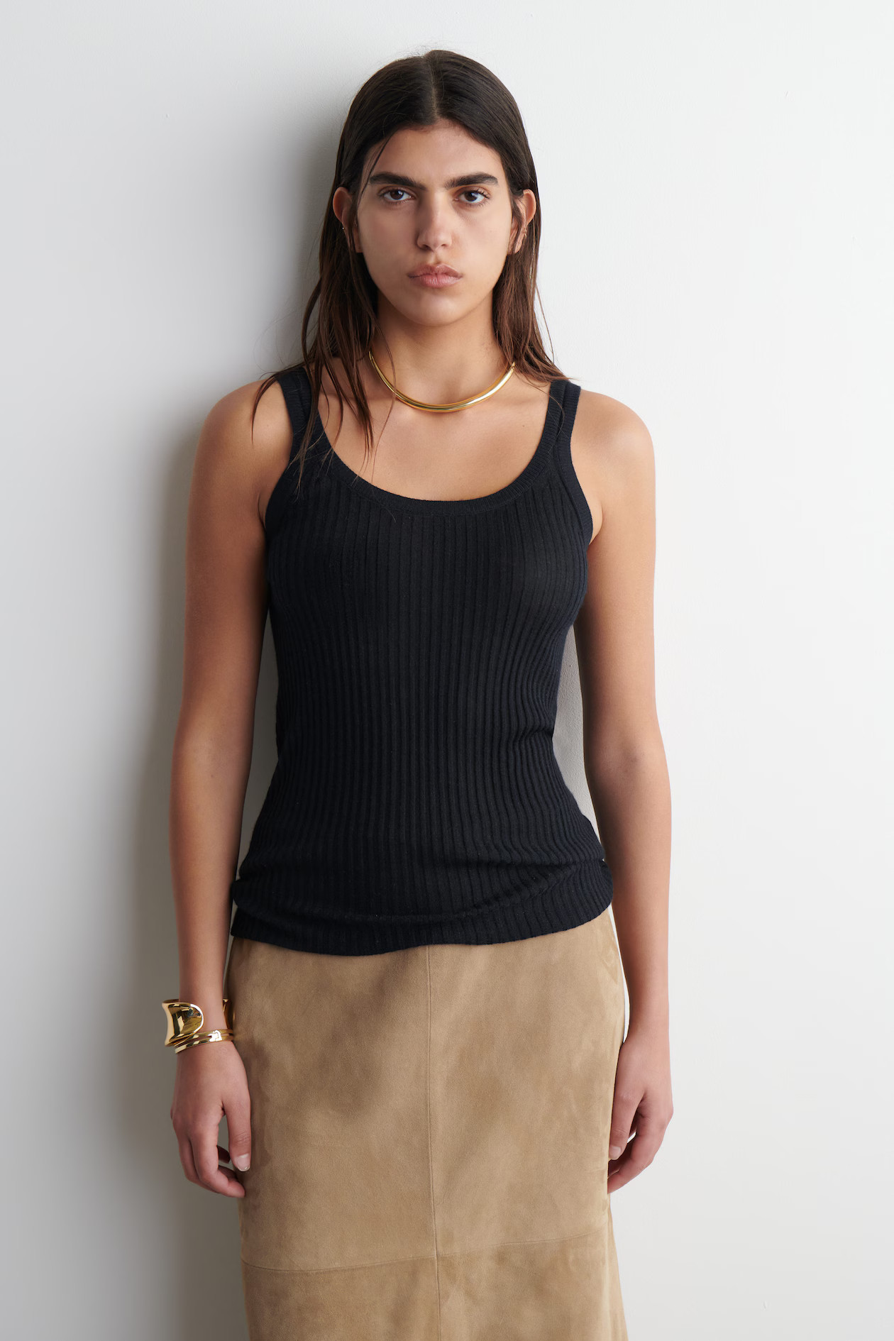RIBBED CASHMERE-SILK TANK TOP - NAVY | COS (EU)