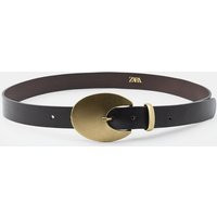 Zara - 100% Leather Oval Buckle Belt - Brown - 34 (Us 34) - Woman | Zara US