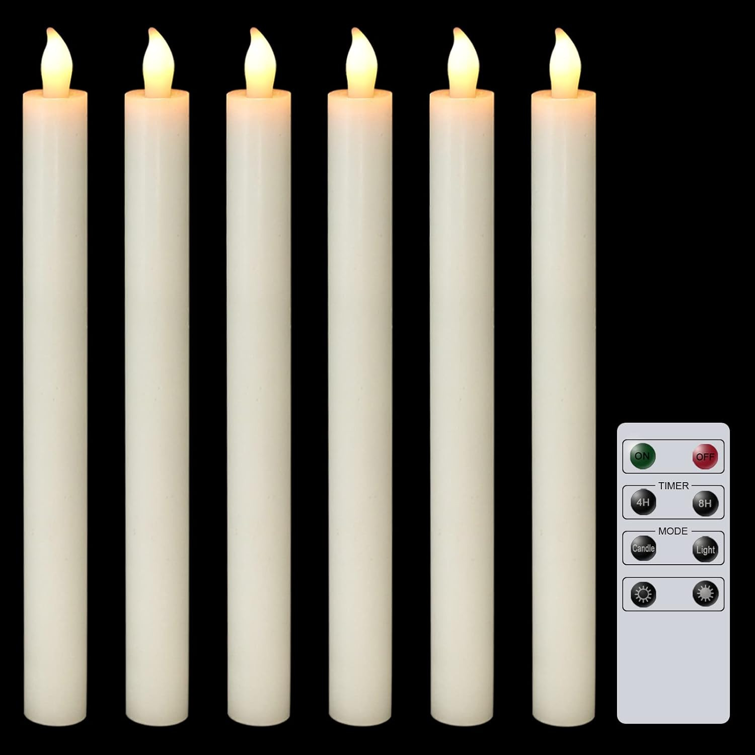 DRomance Ivory Flameless Taper Candles with Remote and Timer 6 Pack Battery Operated LED Flickeri... | Amazon (US)