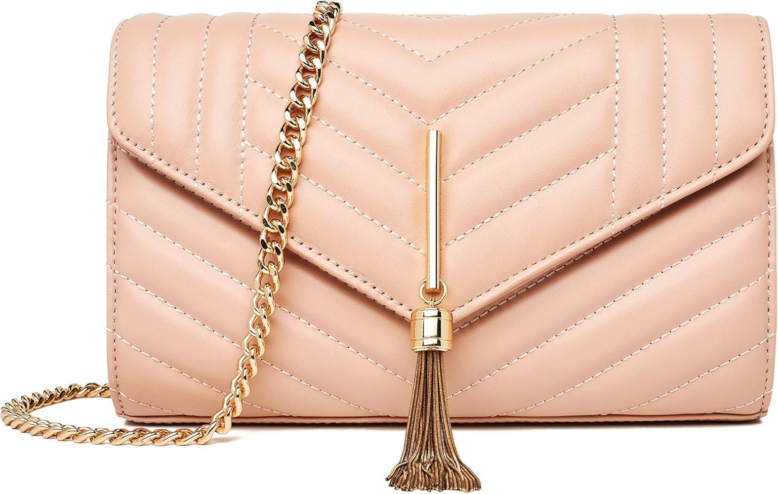 Genuine Leather Clutch Crossbody Bag Quilted Evening Bag for Women Fashion Shoulder Clutch Handbag w | Amazon (US)