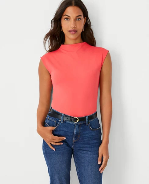 Refined Stretch Mock Neck Top | Ann Taylor (US)