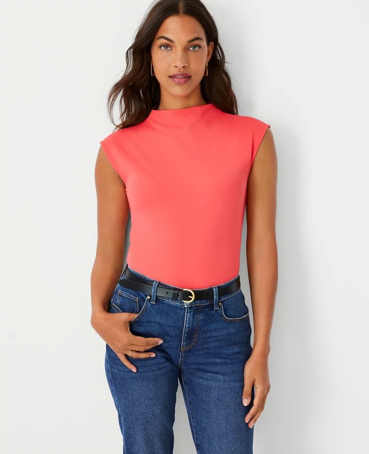 Refined Stretch Mock Neck Top | Ann Taylor (US)