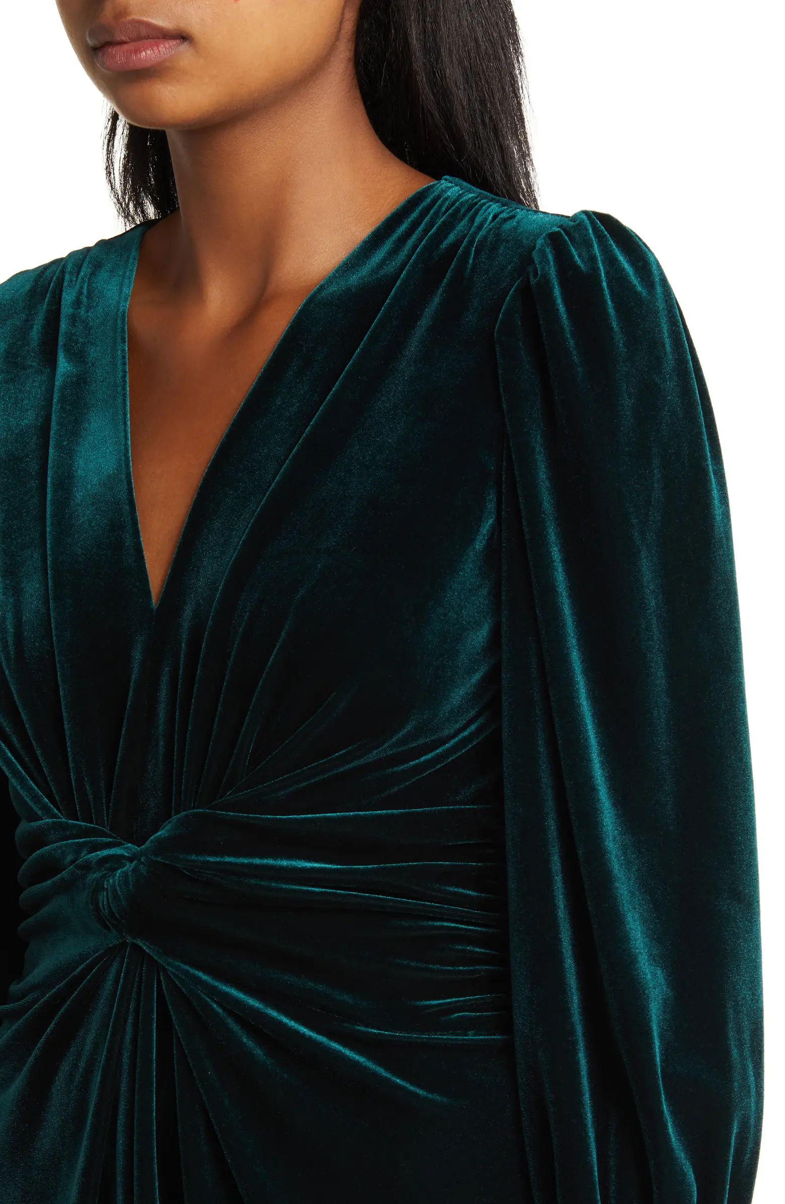 Twist Front Long Sleeve Velvet Fit & Flare Dress | Nordstrom