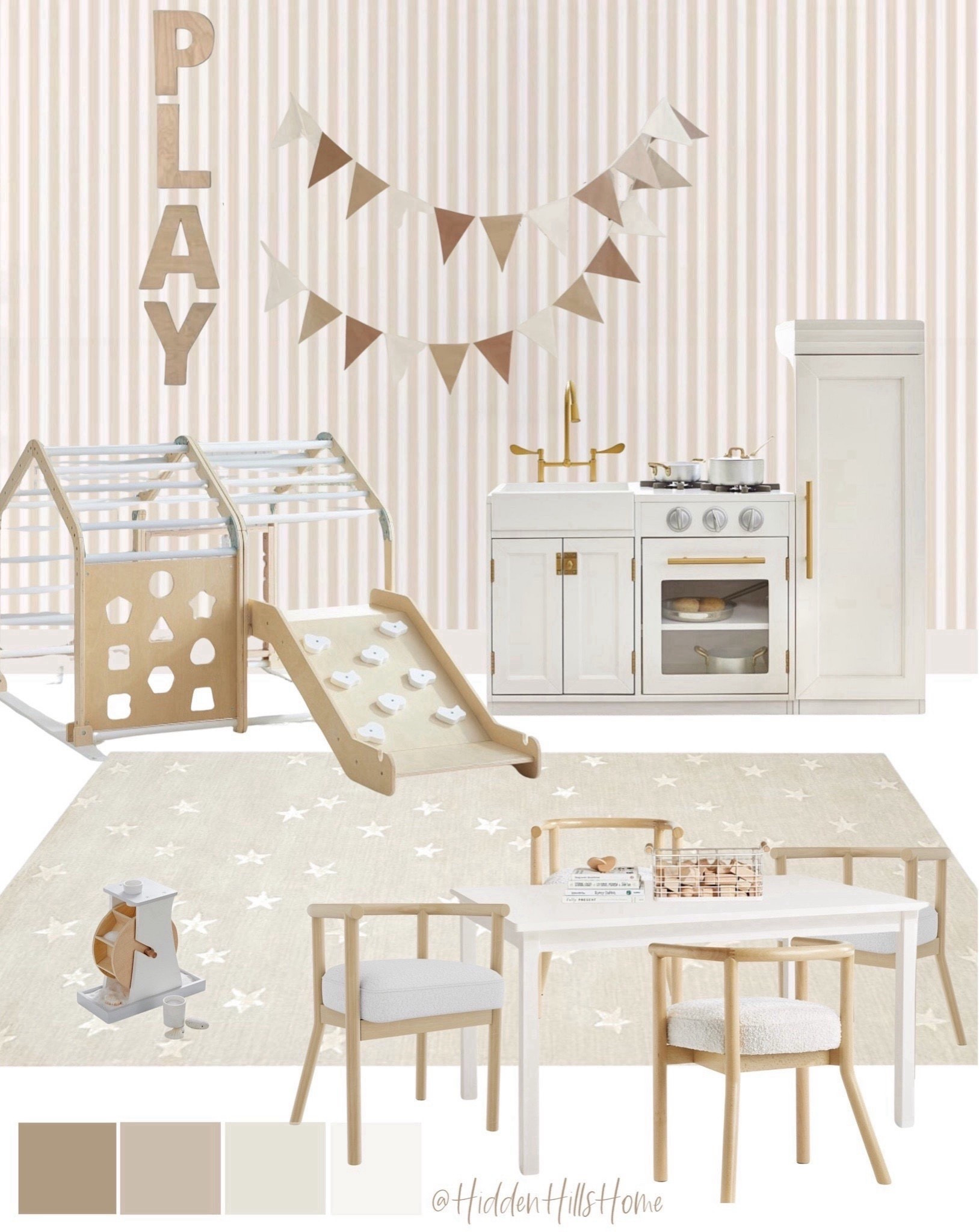 Modern transitional playroom mood board, kids playroom design ideas, neutral playroom decor #playroom 


#LTKHome #LTKKids #LTKSaleAlert