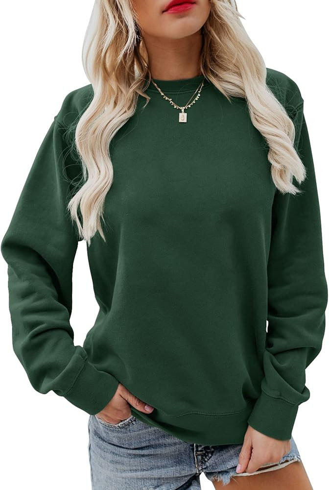Women's Fall Long Sleeve Pullover Tops Casual Round Neck Sweatshirt | Amazon (US)