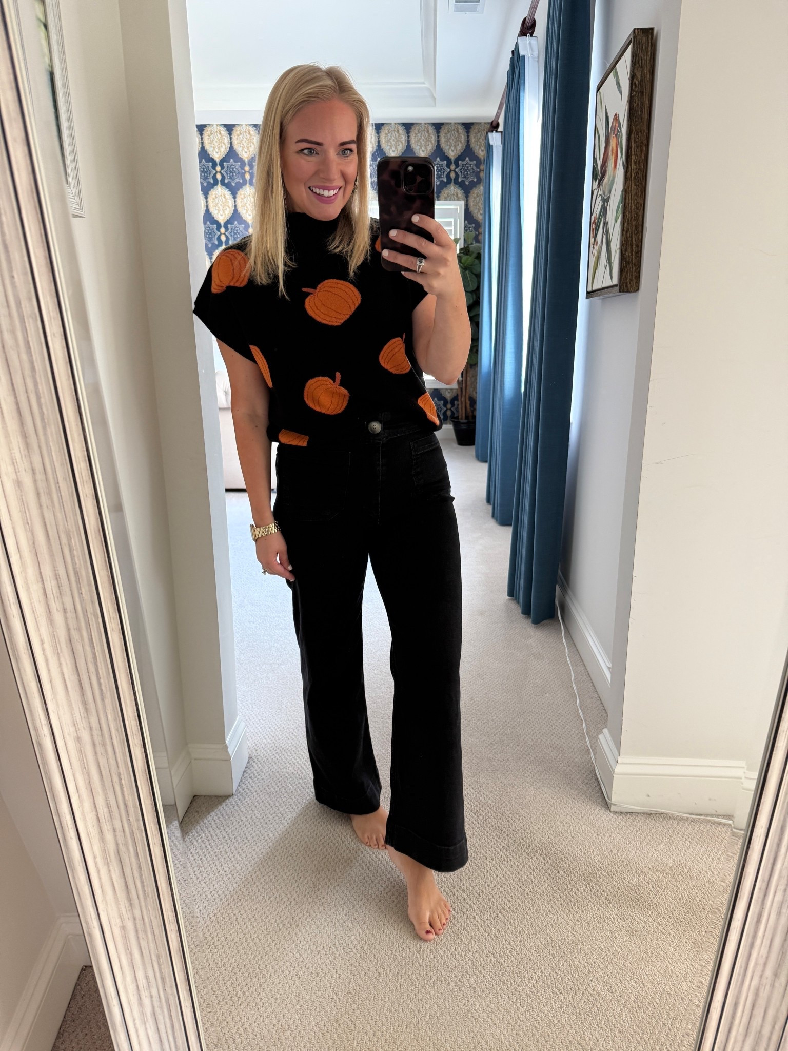 Fall sweater and black pants!