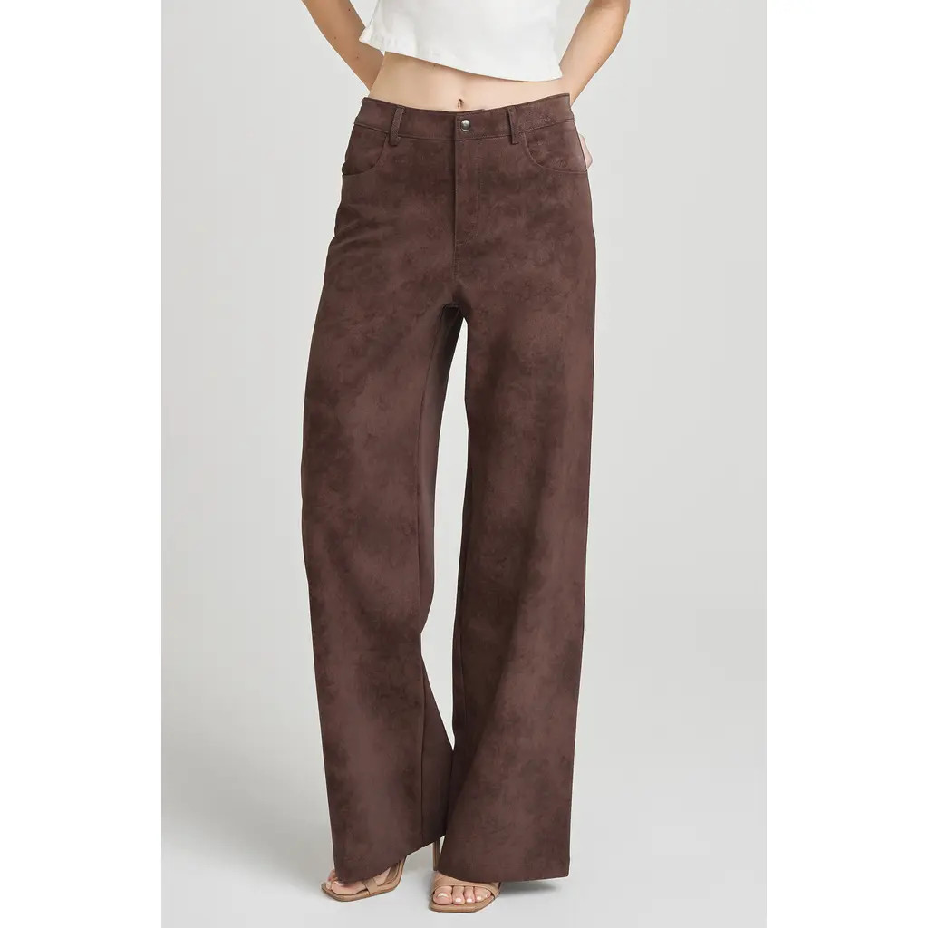 WAYF Freya Faux Suede Pants in Espresso at Nordstrom Rack, Size Medium | Nordstrom Rack