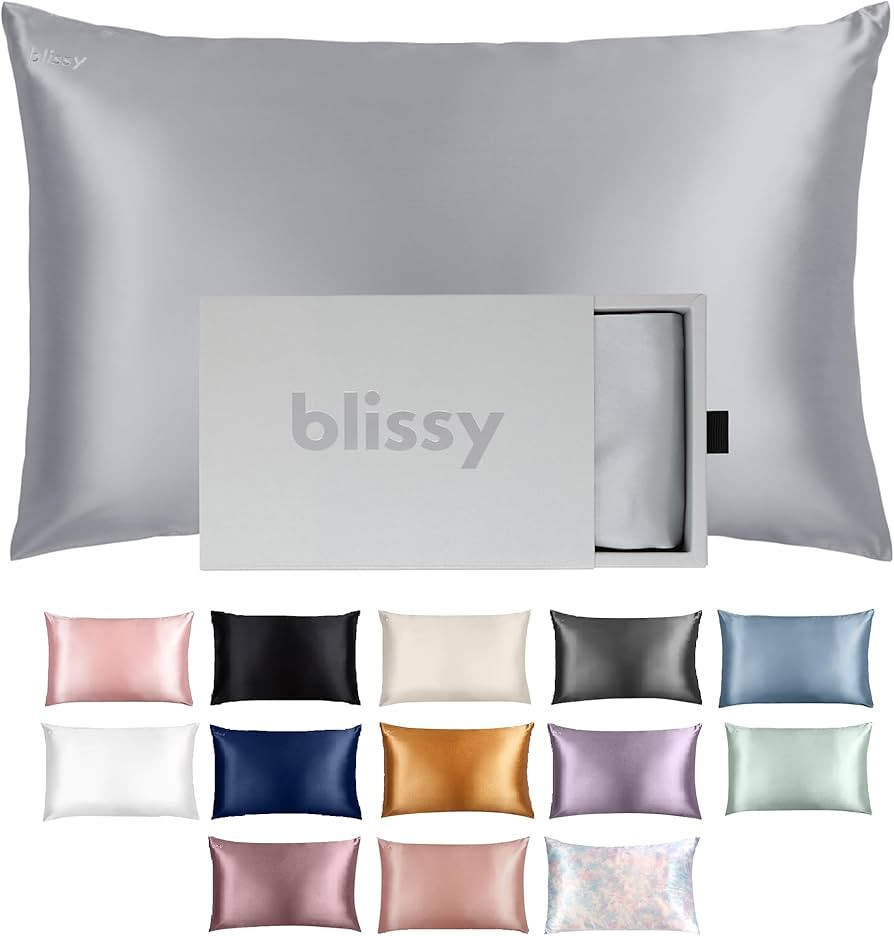 Blissy Silk Pillowcase - 100% Pure Mulberry Silk - 22 Momme 6A High-Grade Fibers - Silk Pillow Co... | Amazon (US)