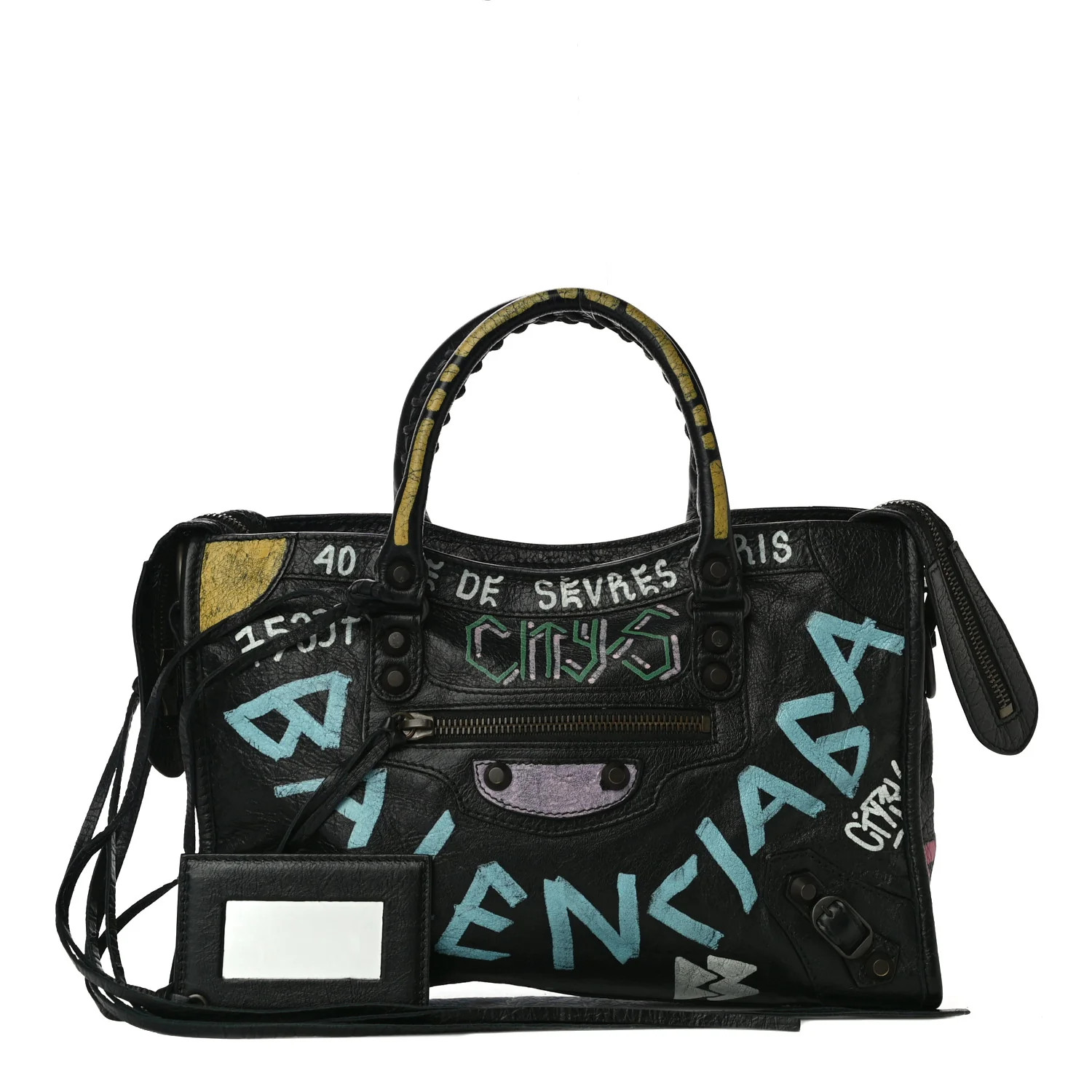 BALENCIAGA Agneau Graffiti Classic Hardware S City Black | FASHIONPHILE | Fashionphile