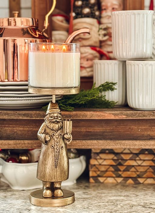 Santa Figure Candle Holder | Antique Farm House