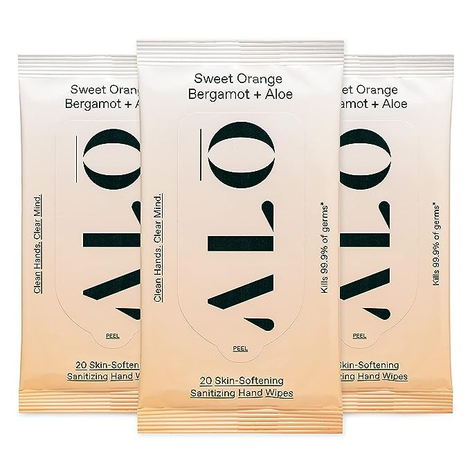 ALŌ Sweet Orange Bergamot + Aloe Sanitizing Hand Wipes - Clean Hands, Clear Mind - On The Go Han... | Amazon (US)