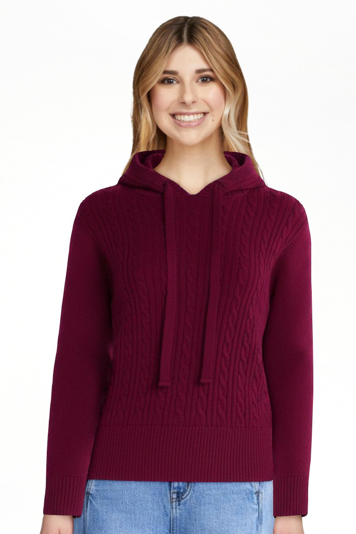 Free Assembly Women's and Women's Plus Cozy Yarn Cable Knit Hoodie Sweater, Midweight, Sizes XS-4... | Walmart (US)