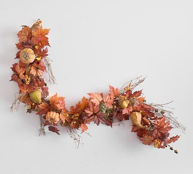 Faux Lit Harvest Wreath & Garland | Pottery Barn (US)