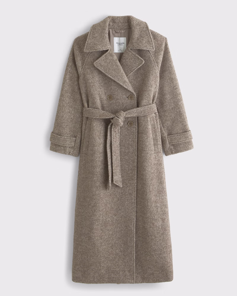 A&F Carrie Wool-Blend Trench Coat | Abercrombie & Fitch (UK)