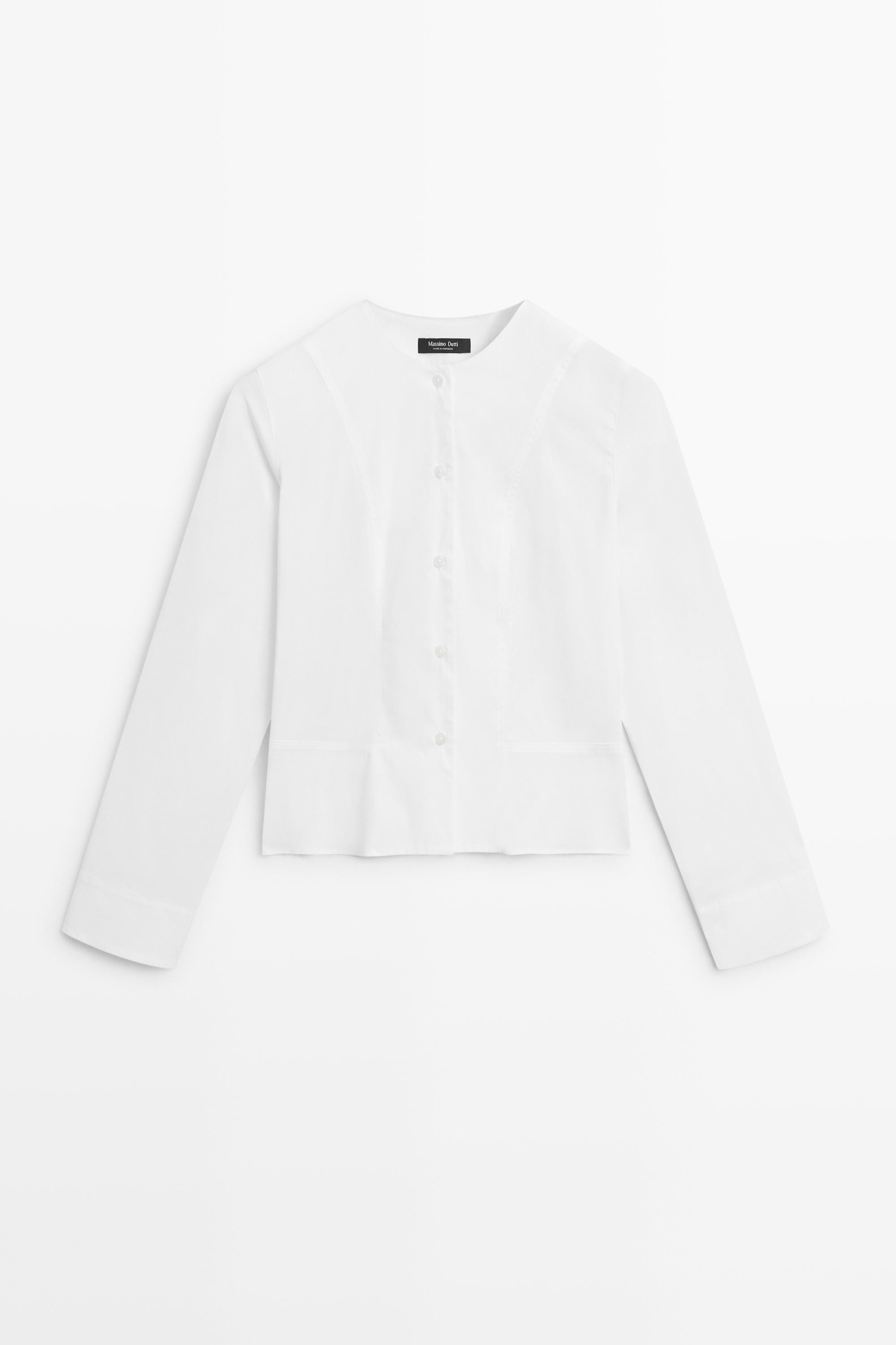Poplin shirt with collar detail | Massimo Dutti US