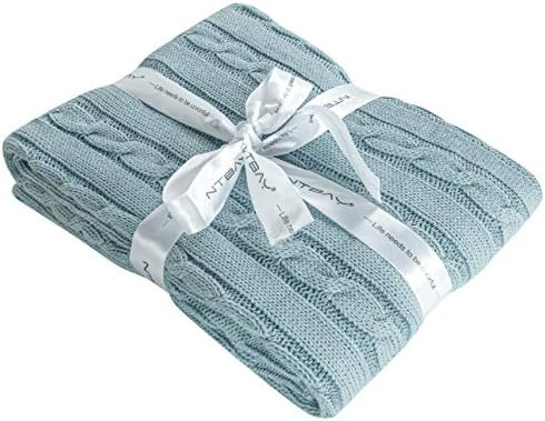 Amazon.com: NTBAY Cotton Cable Knit Toddler Blanket, Super Soft Warm Breathable Baby Crib Blanket... | Amazon (US)