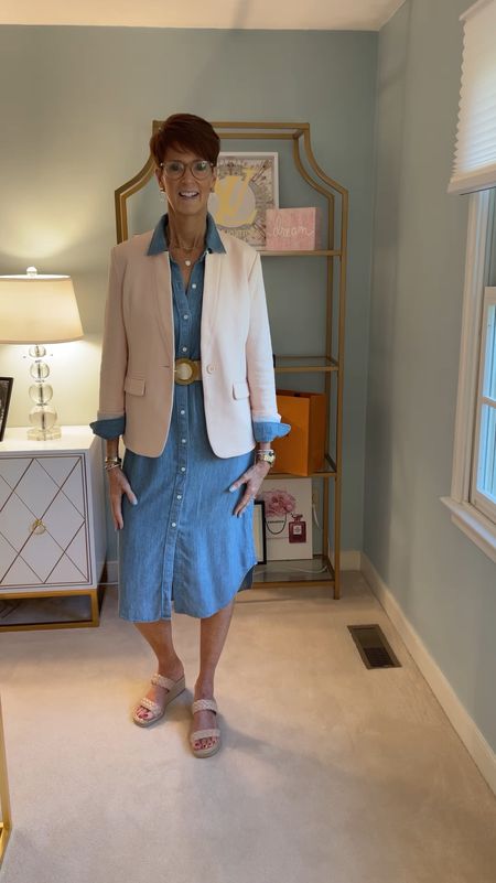 OOTD work from home then out for drinks. Wearing my Farhety chambray dress which is really soft, paired with my pale pink Gibsonlook blazer and my Arromic slides.

Hi I’m Suzanne from A Tall Drink of Style - I am 6’1”. I have a 36” inseam. I wear a medium in most tops, an 8 or a 10 in most bottoms, an 8 in most dresses, and a size 9 shoe. 

Over 50 fashion, tall fashion, workwear, everyday, timeless, Classic Outfits

fashion for women over 50, tall fashion, smart casual, work outfit, workwear, timeless classic outfits, timeless classic style, classic fashion, jeans, date night outfit, dress, spring outfit, jumpsuit, wedding guest dress, white dress, sandals


#LTKStyleTip #LTKFindsUnder100 #LTKOver40