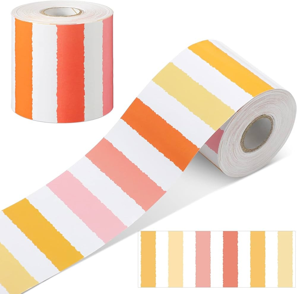 Zonon 65 Feet Boho Striped Classroom Bulletin Board Borders 1 Roll of Pastel Bulletin Board Strai... | Amazon (US)